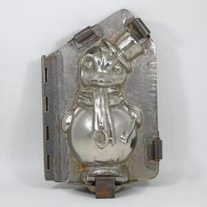 VTG Antique Matfer France Hinged Metal Chocolate Mold Chick Duck Penguin Top Hat